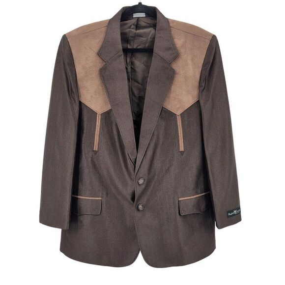 Buffalo Country Western Wear Mens Brown 36R Blazer Color Block Yoke Back Cowboy - Picture 12 of 12